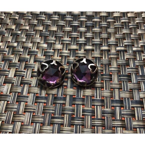 Vintage Jewelry - Vintage Women's Clip On Amethyst Earrings